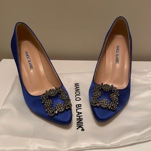 6.5 US Size Manolo Blahnik Hangisi Crystal Buckle Pump